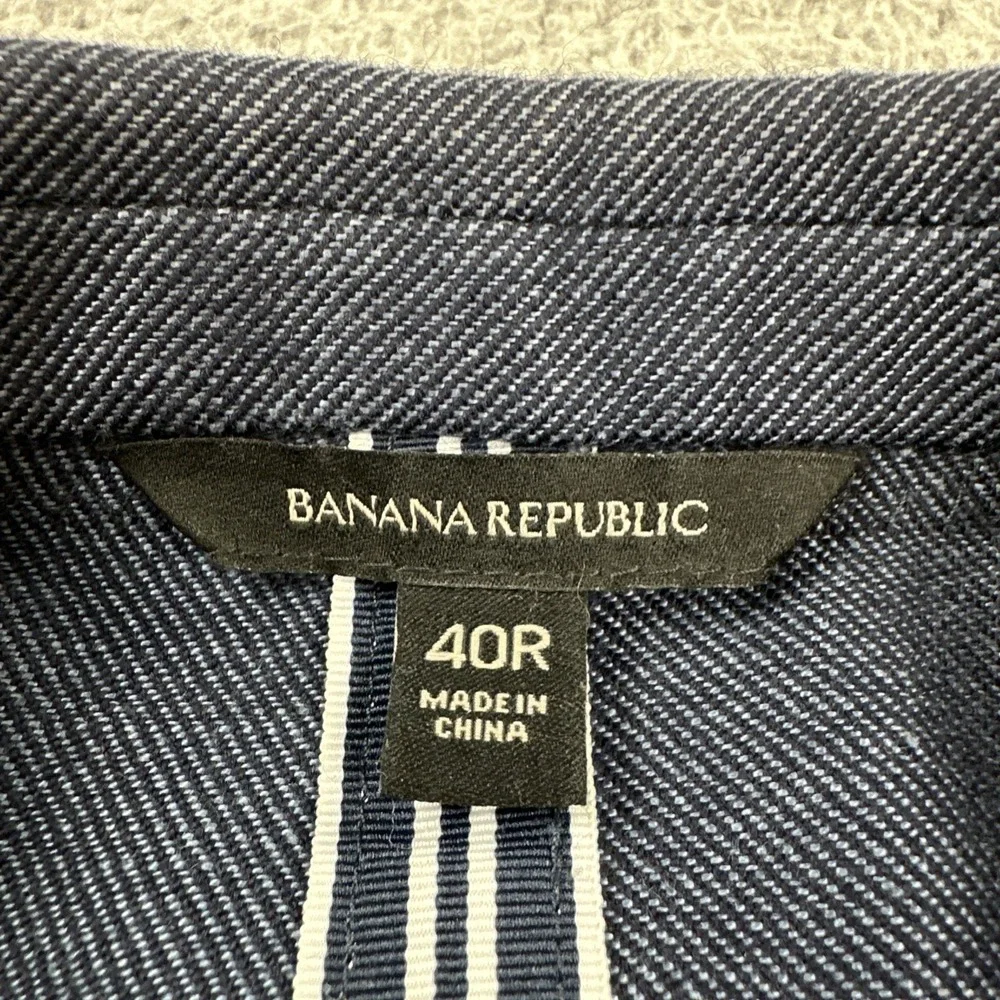 Banana Republic Blazer 40R Blue Slim Fit Wool Linen Unstructured Stretch